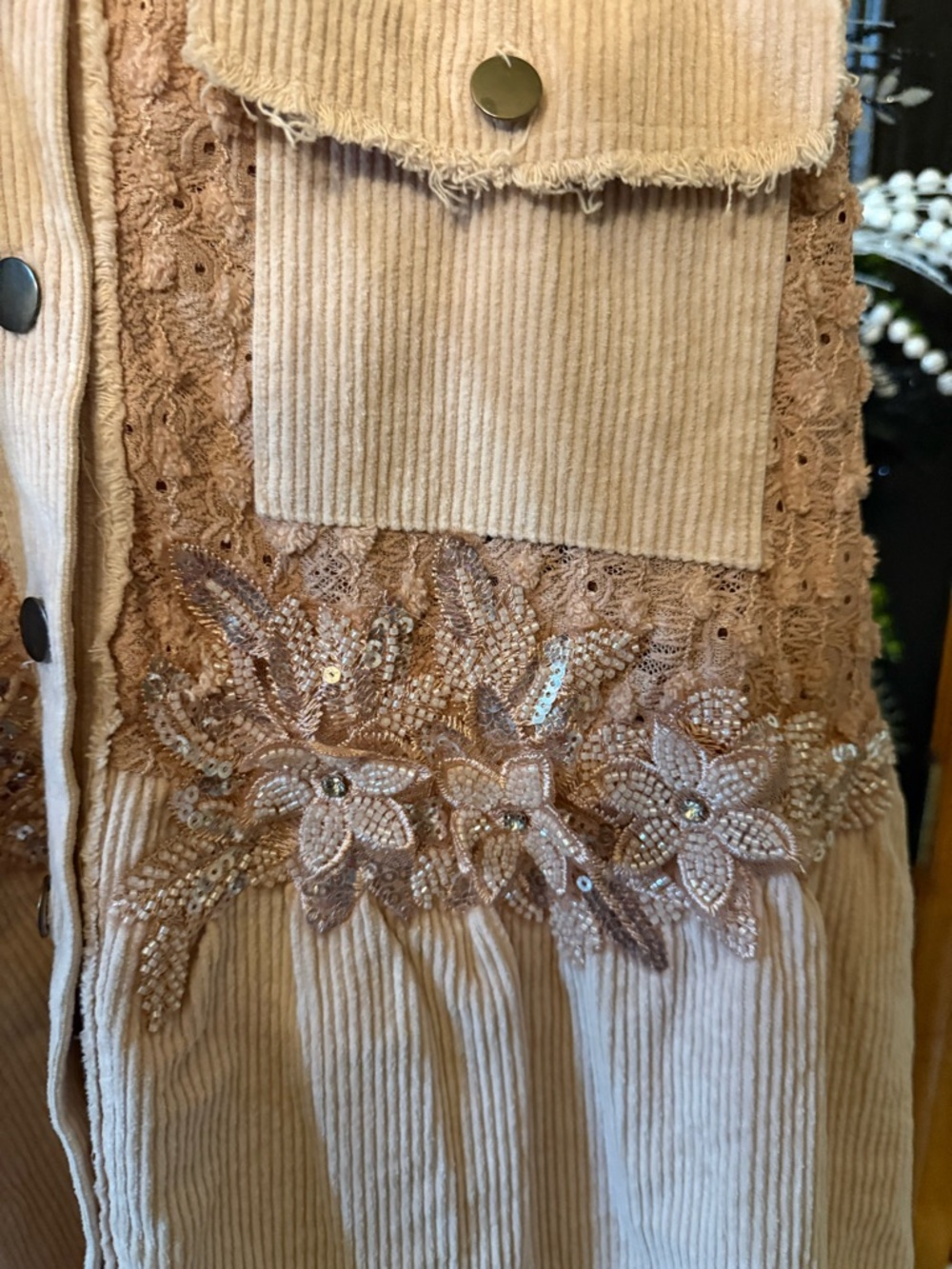 POL Blush Pink Mixed-Media Corduroy & Lace Shacket - Picture 6 of 6